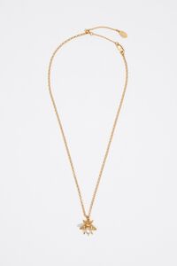 Gold and pearl bee necklace