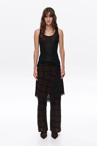 Dark brown checked skort with lace details