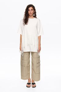 White lace ruffle T-shirt