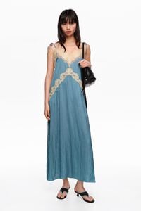 Teal flowing slip dress