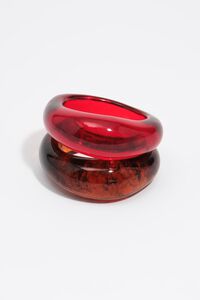 Set of 2 brown and garnet amber-effect resin bracelets