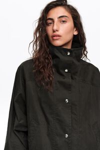 Short black batwing trench coat