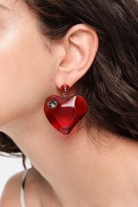 Dark red resin heart earrings