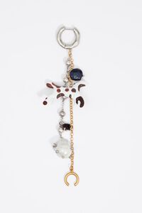 Chain hoop earring with pearls and enamelled horse