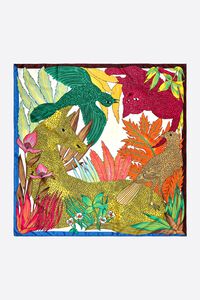Yellow animals and tropical plants scarf