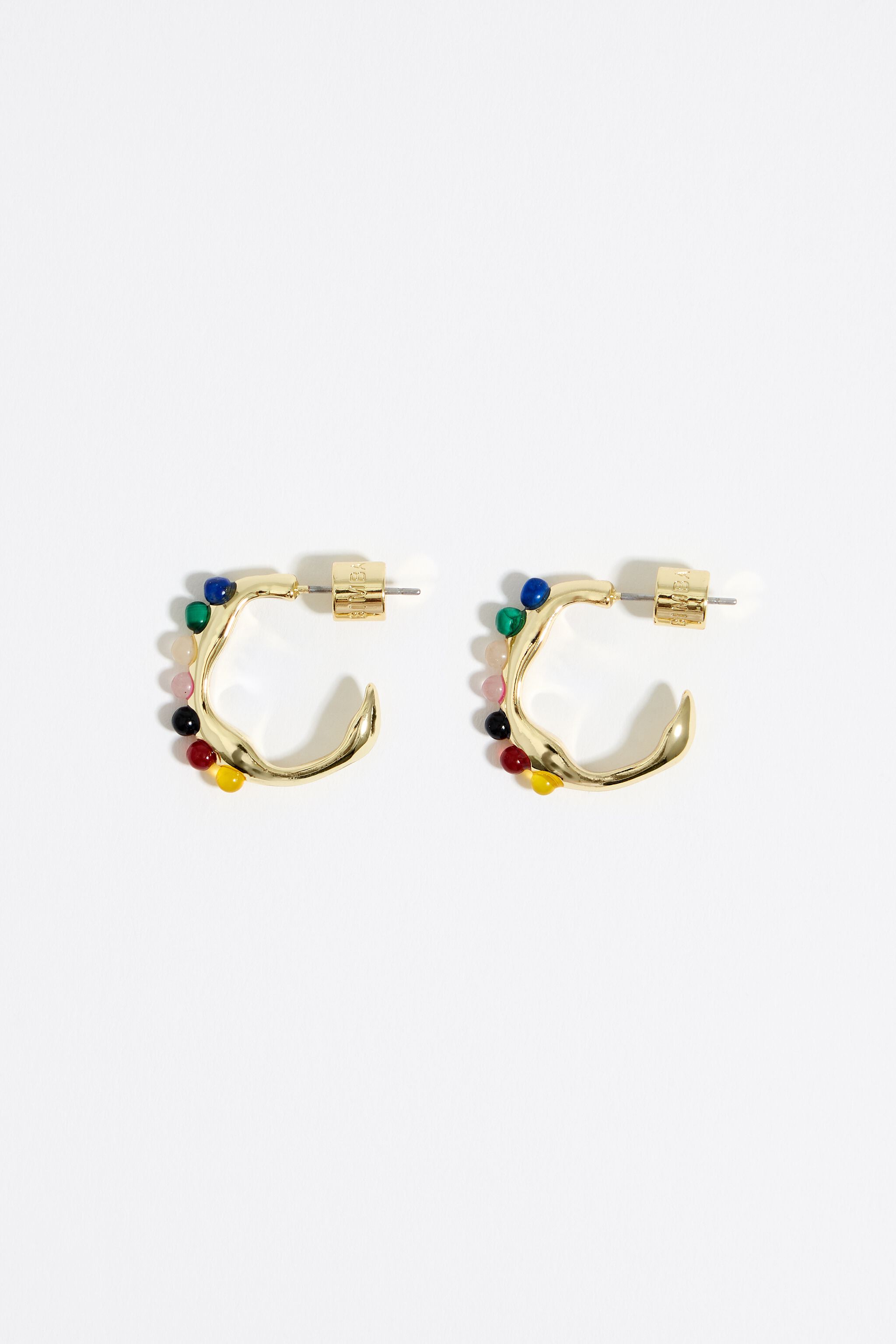 Gold stone mini hoop earrings