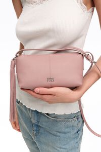 Light pink leather mini crossbody bag