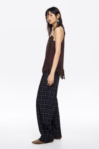 Straight blue chequered trousers