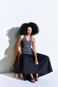 Brown two-material knit dress