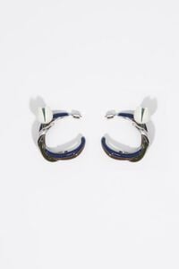 Silver enameled maxi tulip hoop earrings