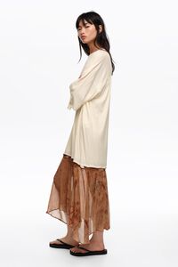 Underwater two-material dress with buttoned hem