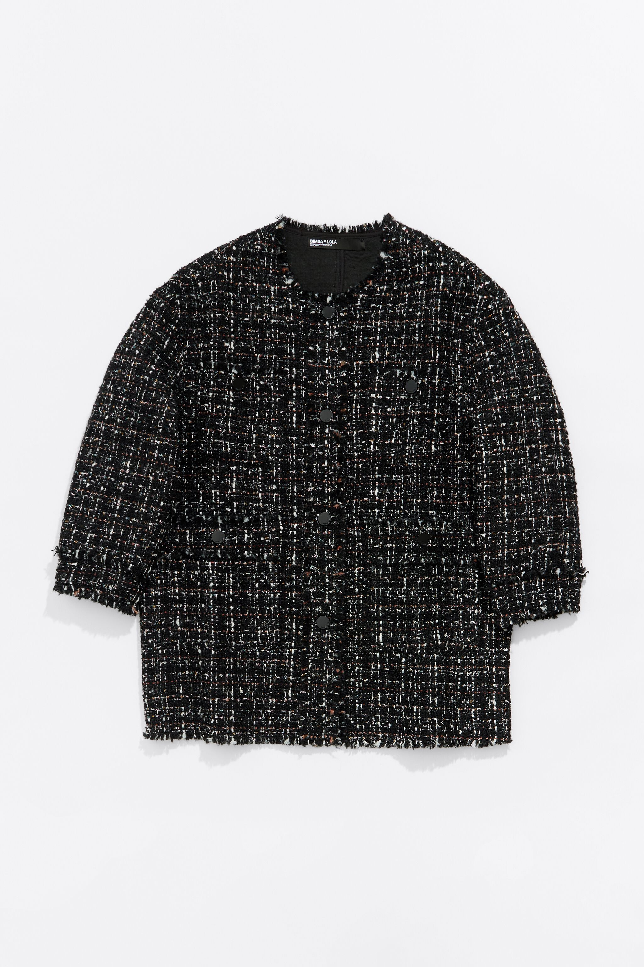 Black frayed tweed jacket