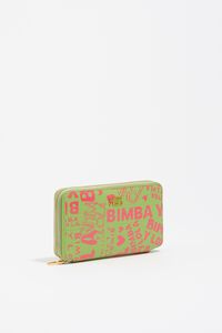 Medium horizontal wallet with pink lime print