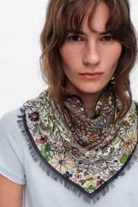 Brown floral shawl with logo frame