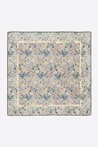 Sand-colored floral scarf with logo frame