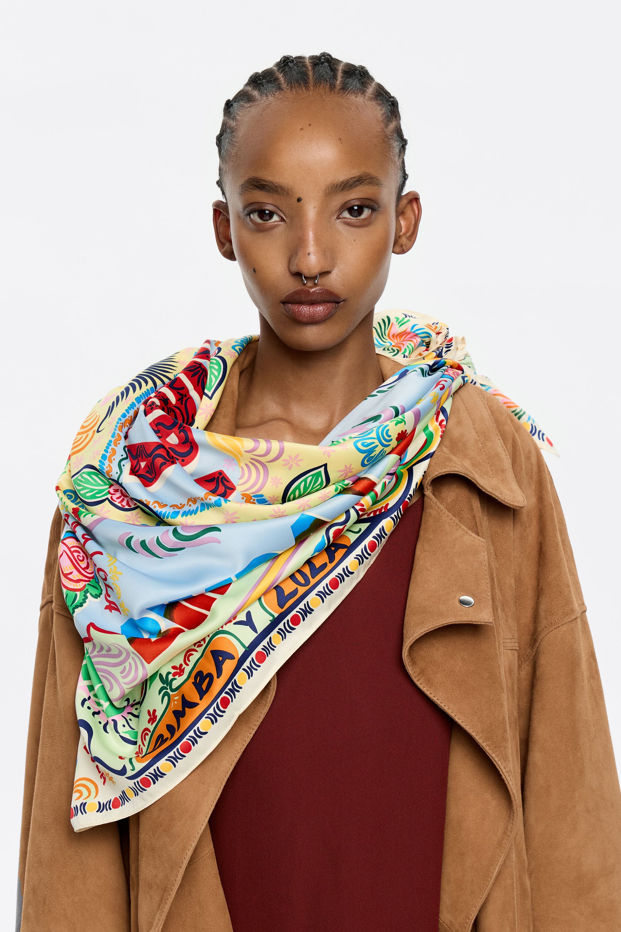 【BIMBA Y LOLA】プリント入りサロペット Vanilla jungle print shawl