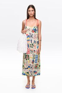 Summer Patchwork ruched strappy dress