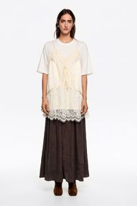 Brown pleated A-line midi skirt Brown pleated A-line midi skirt