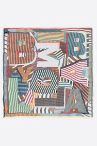 Aquamarine geometric XL logo shawl