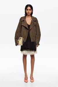 Long washed black lingerie top