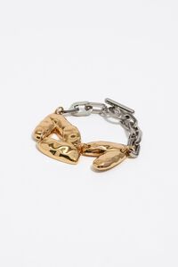 Two-tone textured hearts bracelet