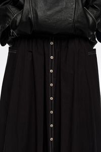 Black A-line skirt with buttons