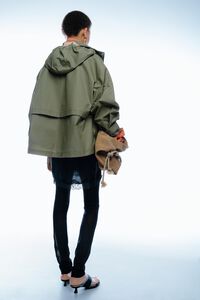 Light khaki cotton A-line trench