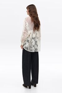 Ivory oversize lace patchwork shirt