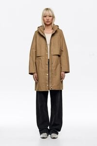 Khaki technical cotton straight trench