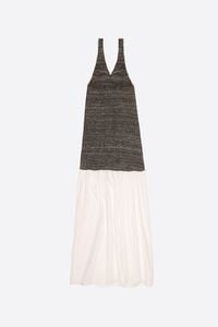 White two-material knit dress