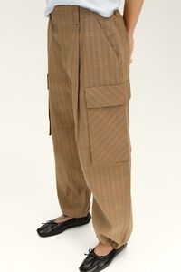 Light brown checked cargo trousers