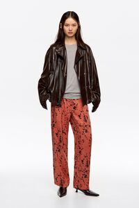 Brown Lynx straight leg trousers, no waistband