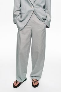 Light blue striped darted trousers