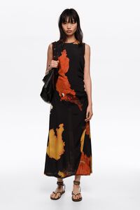 Blot black fringed armhole midi dress