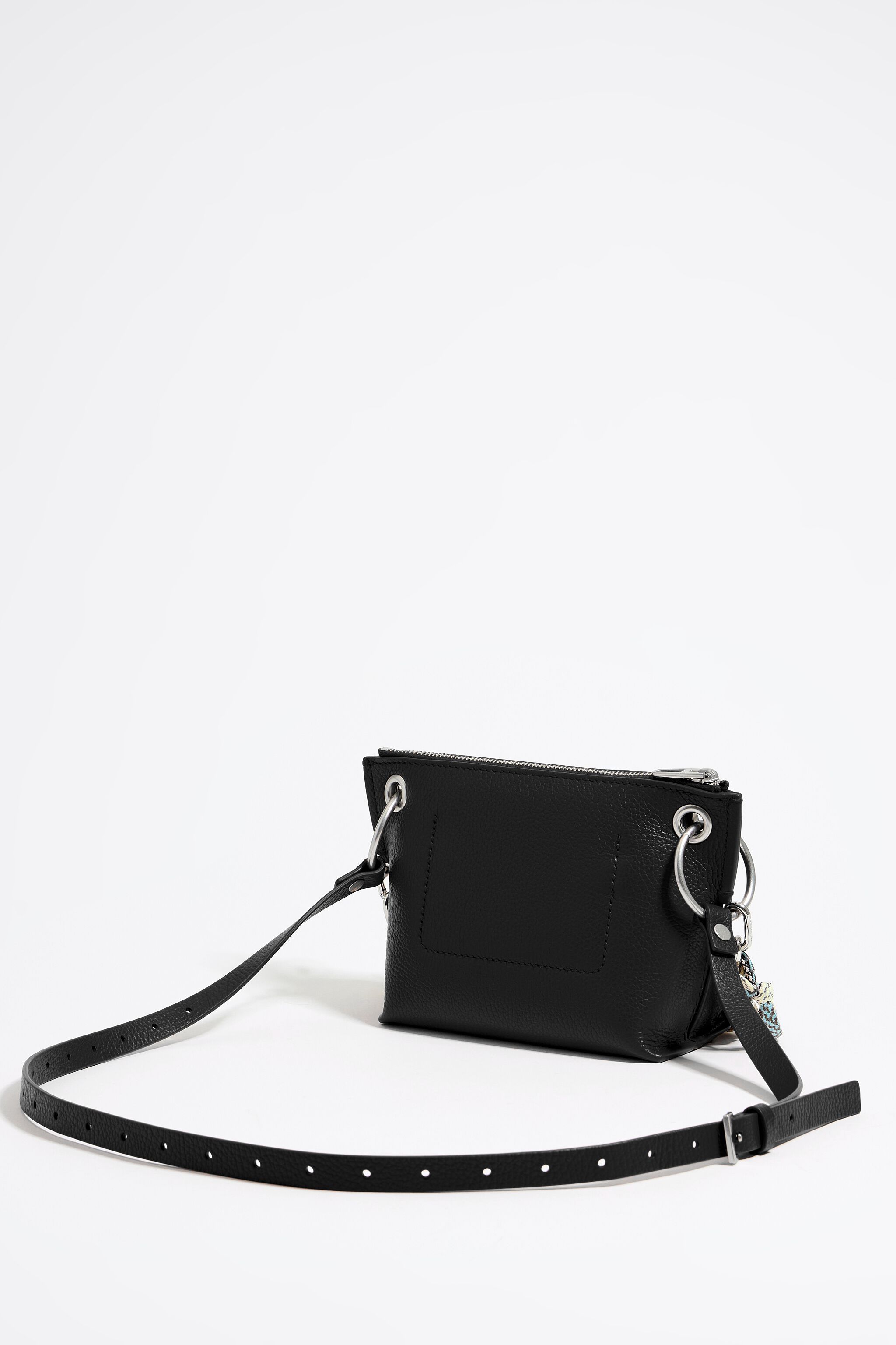 Small black leather trapezium crossbody bag