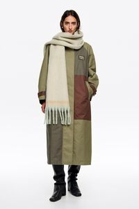 Mint striped brushed scarf