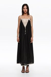 Black silk lace strappy dress