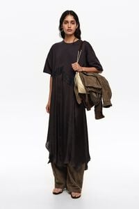 Black two-material asymmetric dress