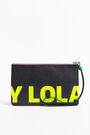 Black leather logo envelope make-up case Black leather logo envelope make-up case