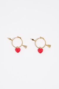 Red heart and arrow hoop earrings