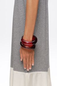 Set of 2 brown and garnet amber-effect resin bracelets