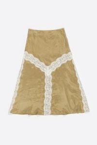 Light khaki contrast lace A-line skirt