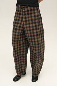 BARREL &ndash; Chocolate check jeans adjustable waist