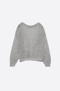 Gray melange mohair boat neck sweater