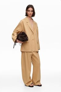 Ochre striped straight tailored jacket
