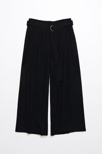 Black flared ankle-length trousers