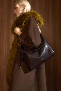 Large coffee leather Paper bag