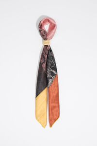Yellow geometric snakeskin design patchwork scarf charm