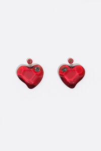 Dark red resin heart earrings