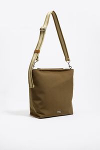 Large olive gabardine Carlino bag